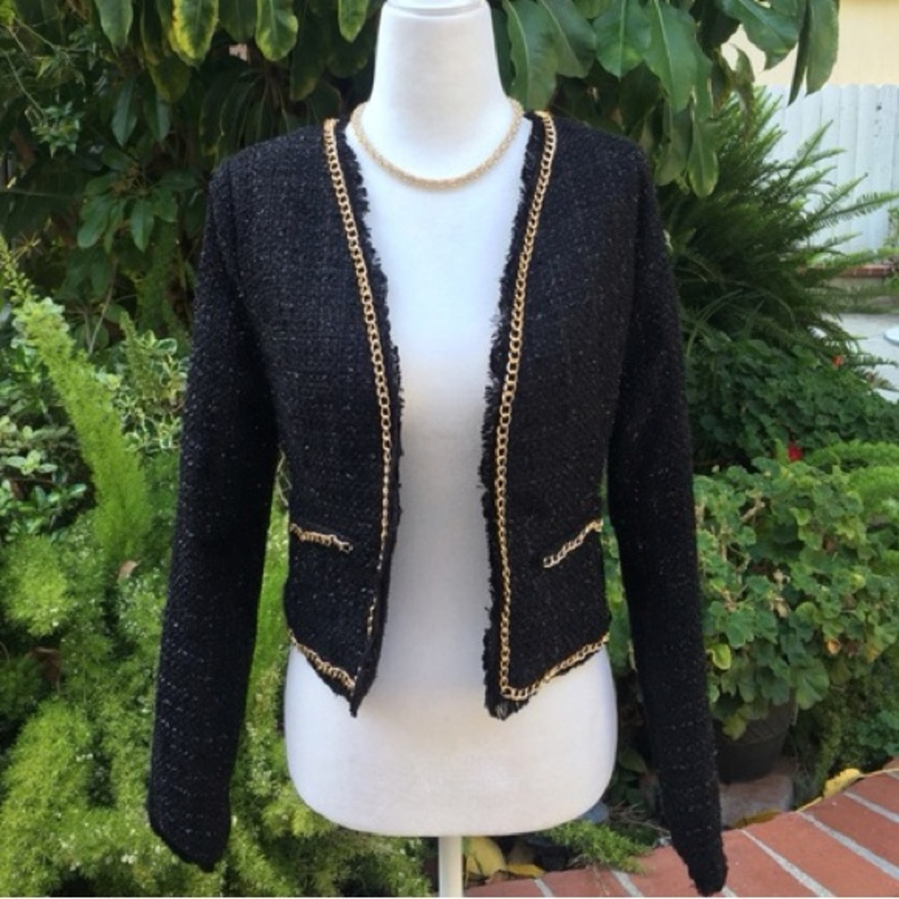 Elegant Black Blazer with Gold Accents